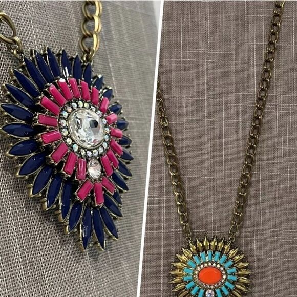 Premier Design Reversible Pendant Chain Statement Necklace Gold Tone 31"-34" - Picture 4 of 7